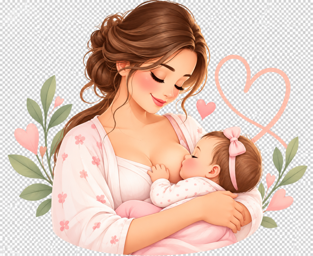 Mãe amamentando seu bebê com carinho